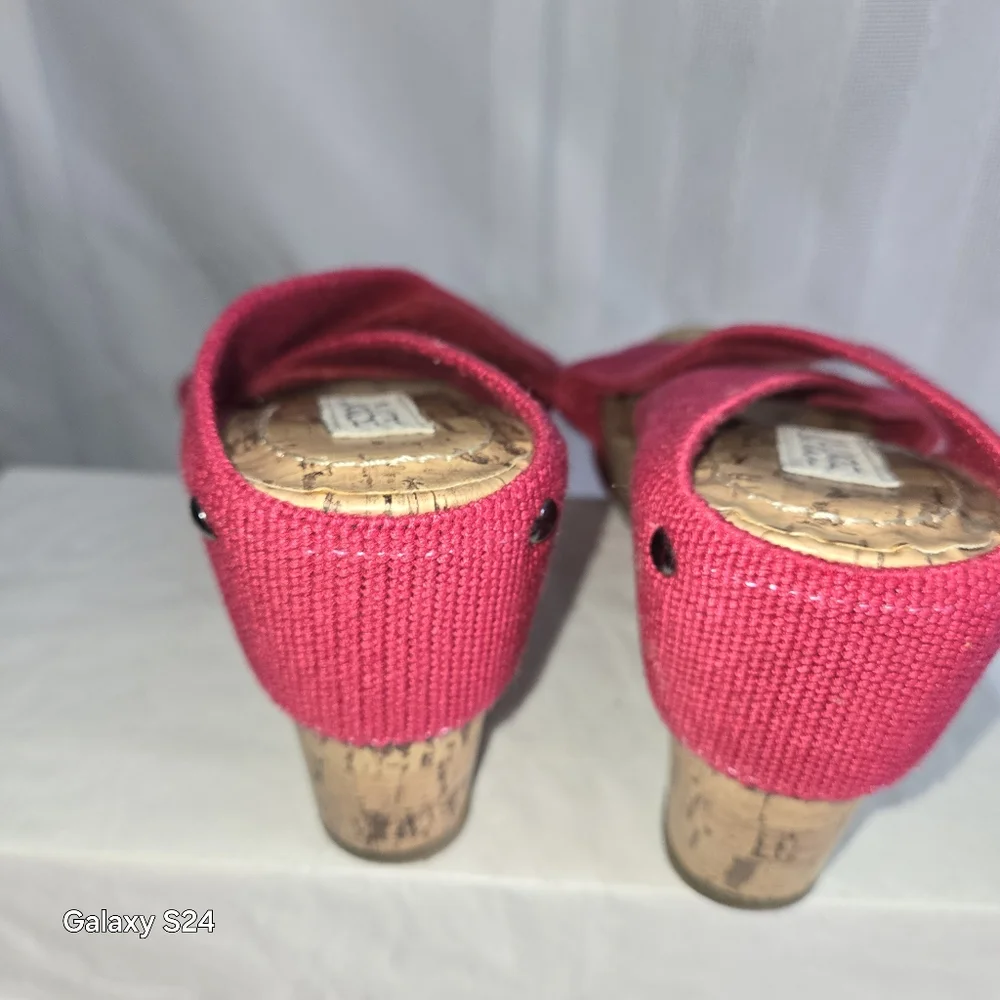 Esprit Women's Cork Wedge Sandals, Size 7.5 M Raspberry Pink - Picture 5 of 15